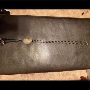 Pink Panache Gold and black tassel necklace